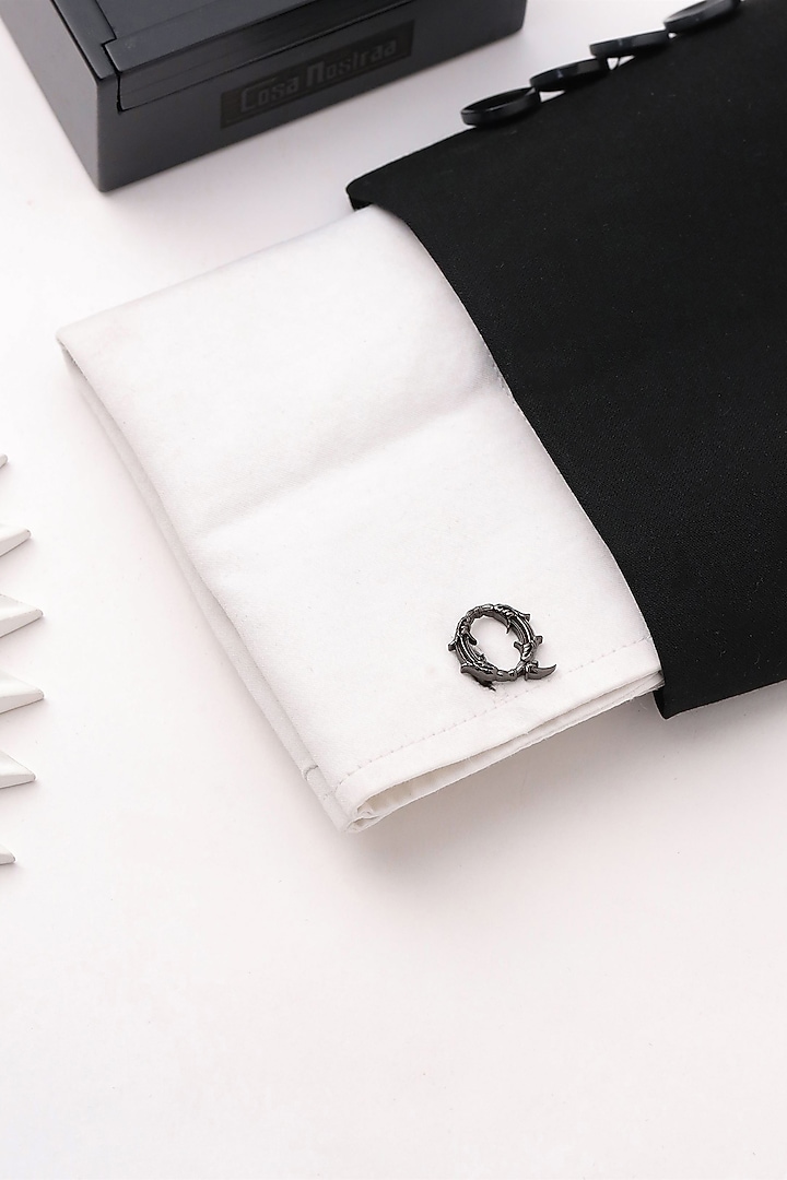 Grey Brass Initial Cufflinks (Set of 2) by Cosa Nostraa at Pernia's Pop Up Shop