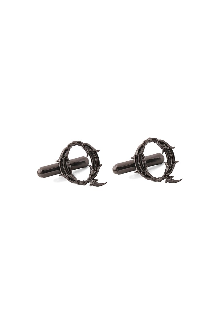 Grey Brass Initial Cufflinks (Set of 2) by Cosa Nostraa at Pernia's Pop Up Shop