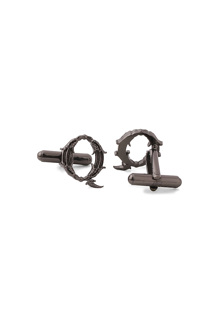 Grey Brass Initial Cufflinks (Set of 2) by Cosa Nostraa at Pernia's Pop Up Shop