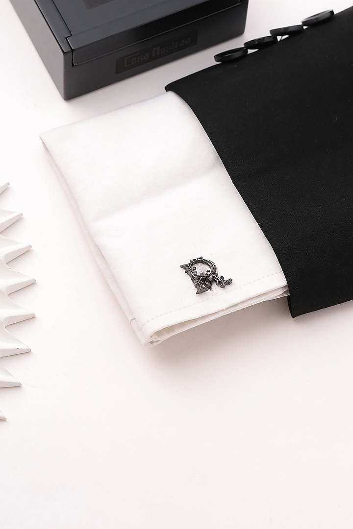 Grey Brass Initial Cufflinks (Set of 2) by Cosa Nostraa at Pernia's Pop Up Shop