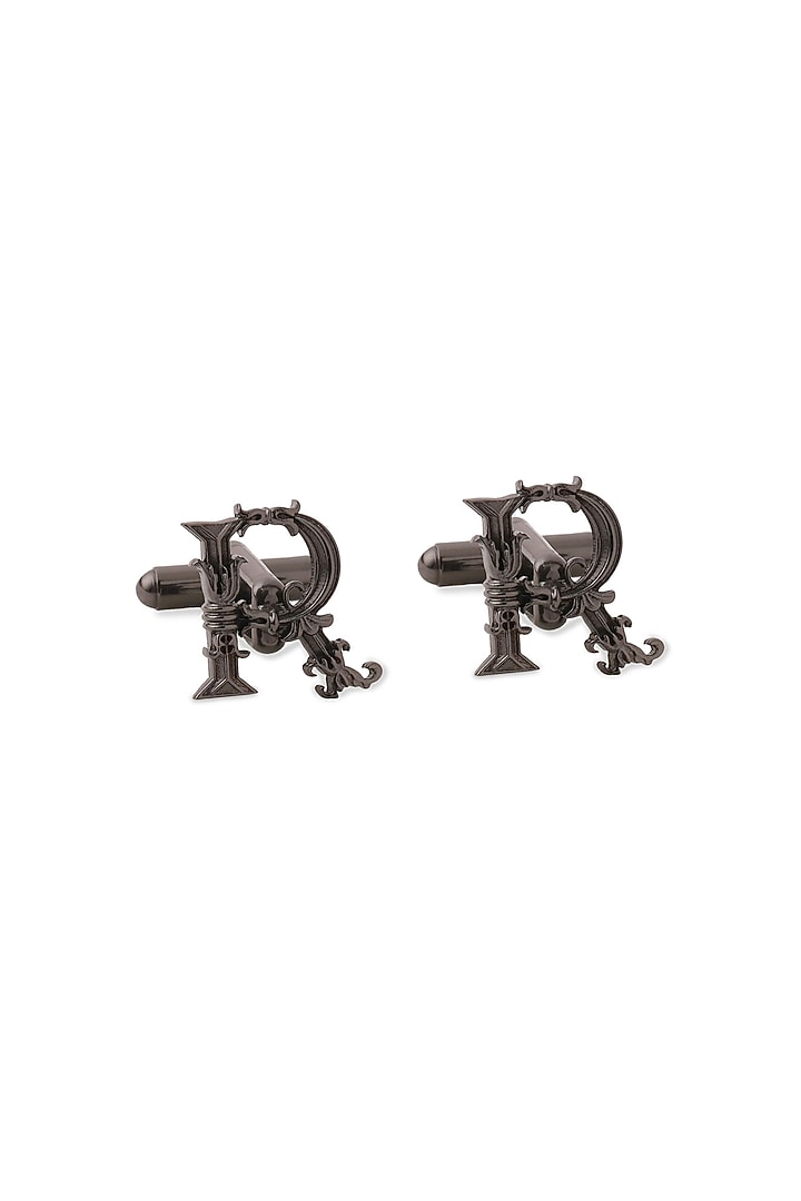 Grey Brass Initial Cufflinks (Set of 2) by Cosa Nostraa at Pernia's Pop Up Shop