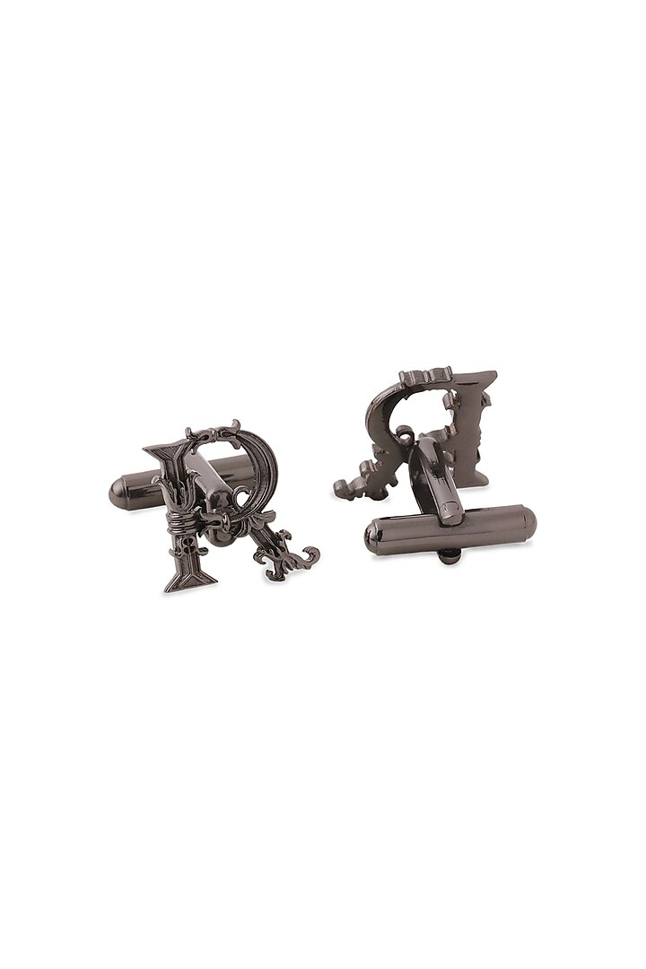 Grey Brass Initial Cufflinks (Set of 2) by Cosa Nostraa at Pernia's Pop Up Shop