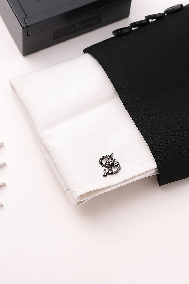 Grey Brass Initial Cufflinks (Set of 2) by Cosa Nostraa at Pernia's Pop Up Shop