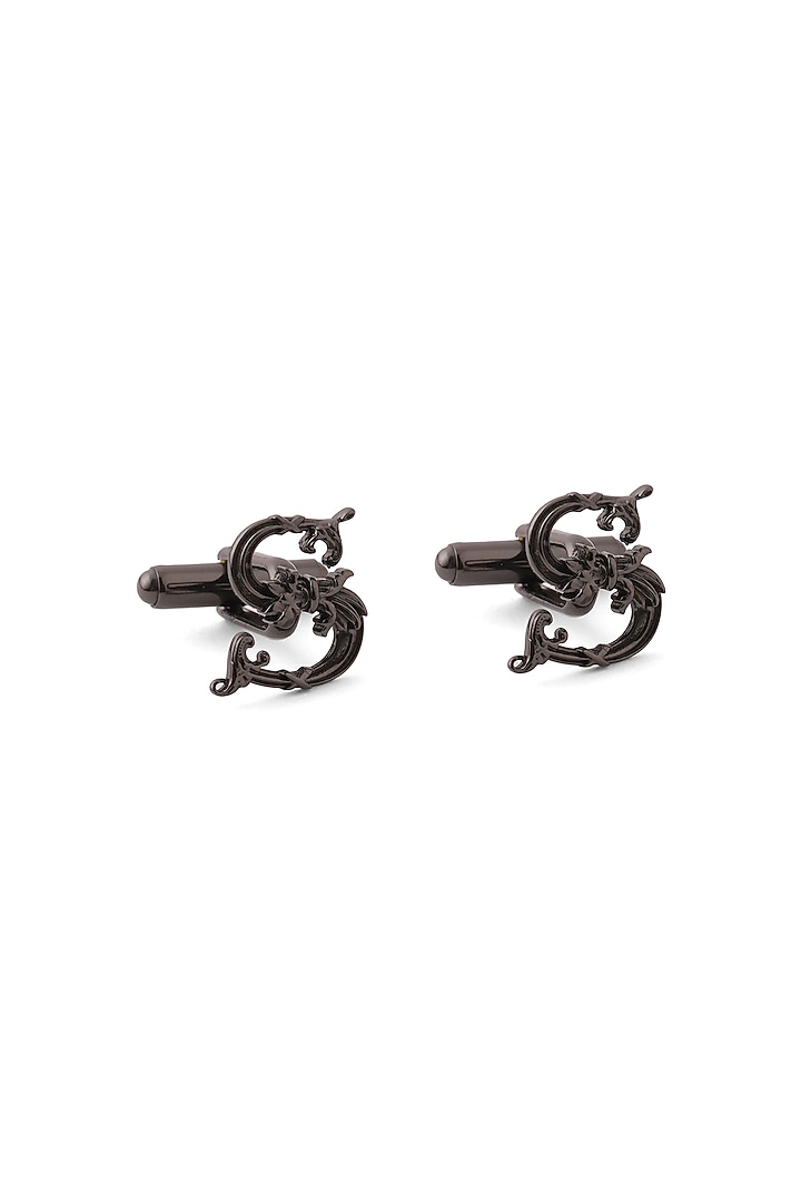 Grey Brass Initial Cufflinks (Set of 2) by Cosa Nostraa at Pernia's Pop Up Shop