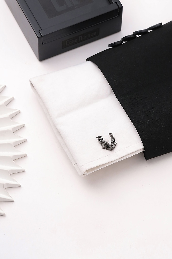 Grey Brass Initial Cufflinks (Set of 2) by Cosa Nostraa at Pernia's Pop Up Shop