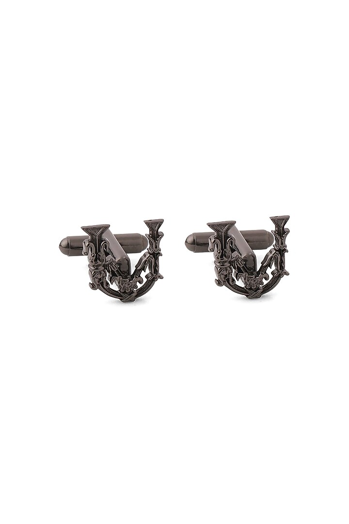 Grey Brass Initial Cufflinks (Set of 2) by Cosa Nostraa at Pernia's Pop Up Shop