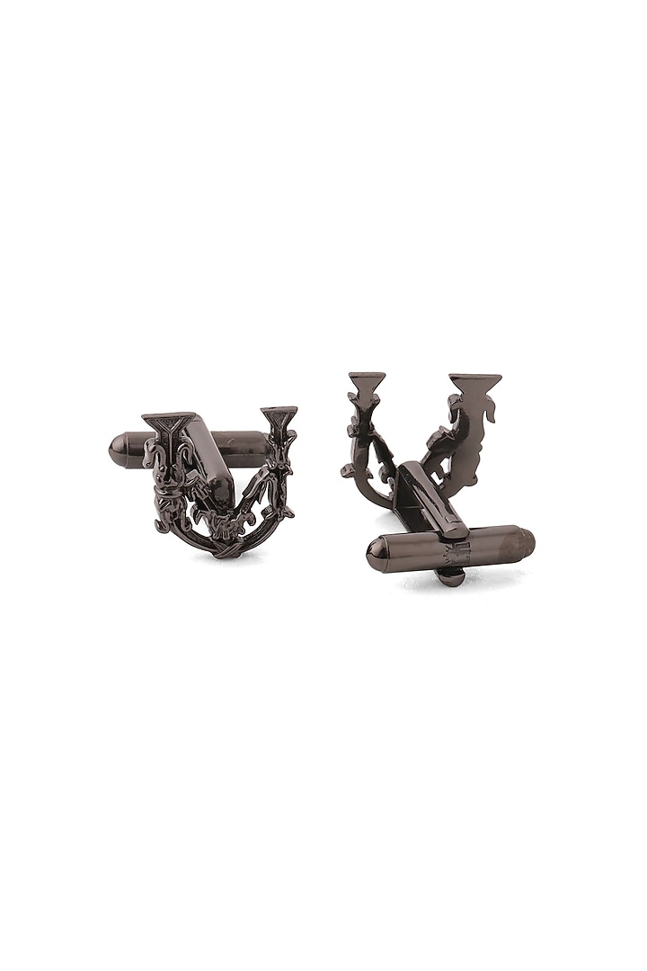 Grey Brass Initial Cufflinks (Set of 2) by Cosa Nostraa at Pernia's Pop Up Shop