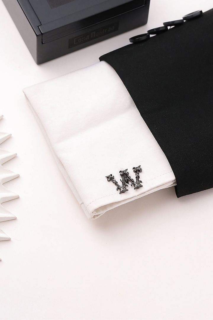 Grey Brass Initial Cufflinks (Set of 2) by Cosa Nostraa at Pernia's Pop Up Shop