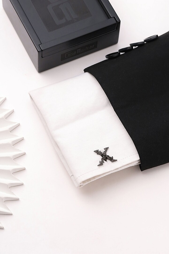 Grey Brass Initial Cufflinks (Set of 2) by Cosa Nostraa at Pernia's Pop Up Shop