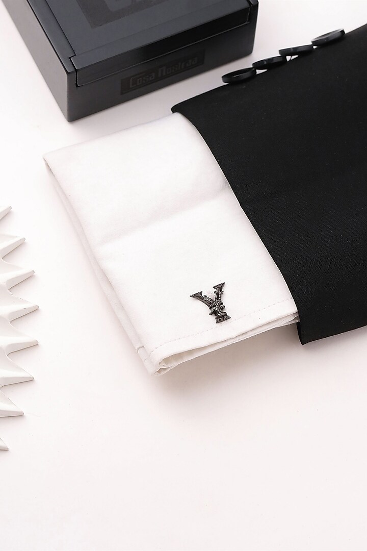 Grey Brass Initial Cufflinks (Set of 2) by Cosa Nostraa at Pernia's Pop Up Shop