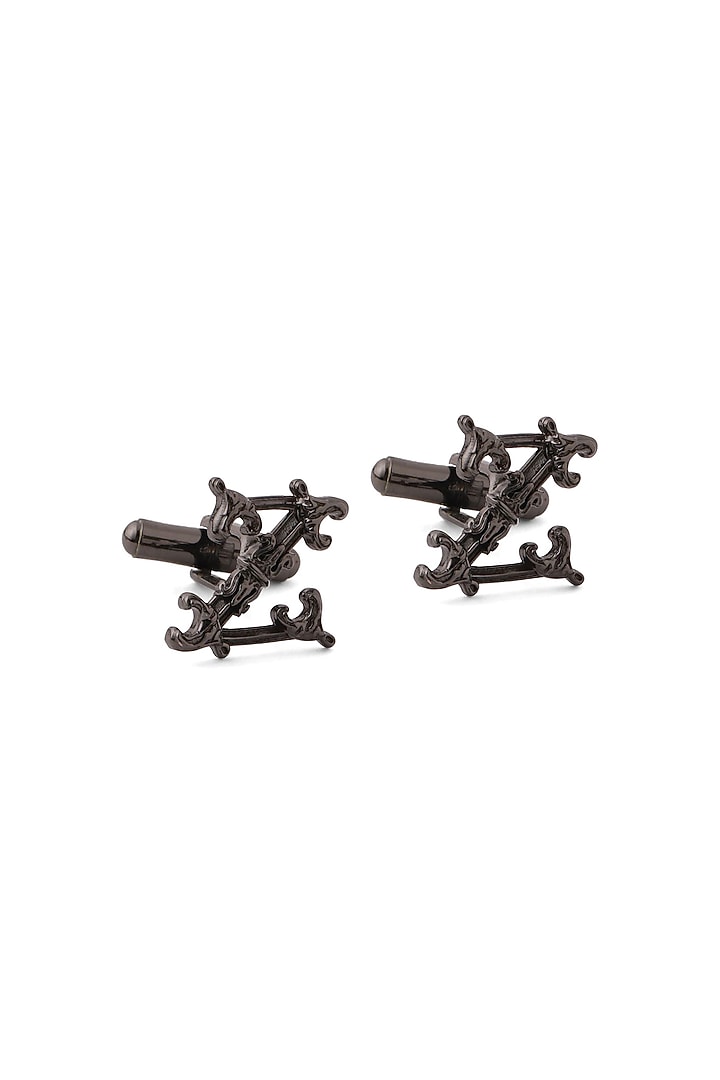 Grey Brass Initial Cufflinks (Set of 2) by Cosa Nostraa at Pernia's Pop Up Shop