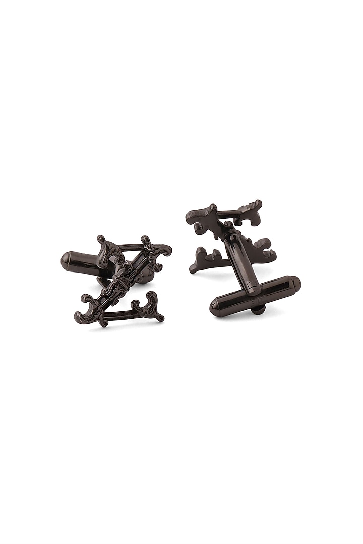 Grey Brass Initial Cufflinks (Set of 2) by Cosa Nostraa at Pernia's Pop Up Shop