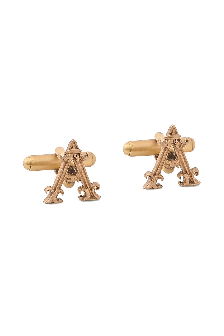 Antique Gold Brass Initial Cufflinks (Set of 2) by Cosa Nostraa at Pernia's Pop Up Shop
