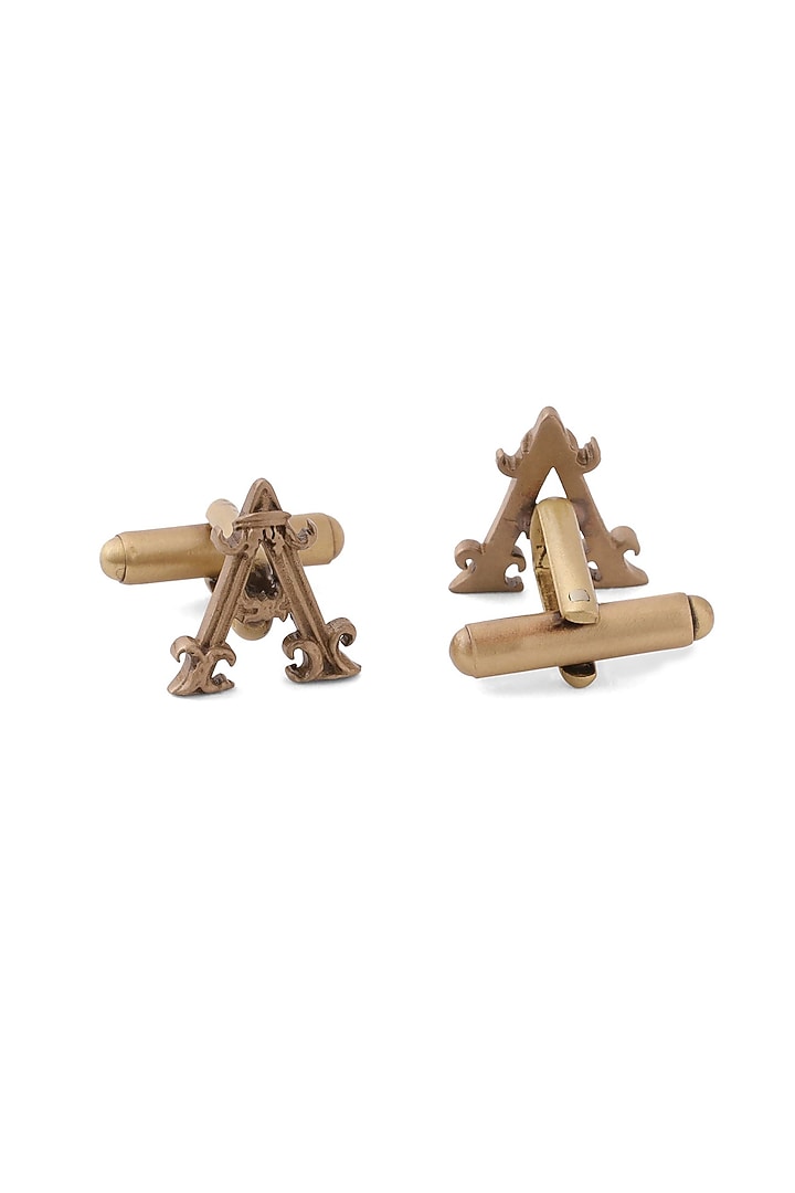 Antique Gold Brass Initial Cufflinks (Set of 2) by Cosa Nostraa at Pernia's Pop Up Shop