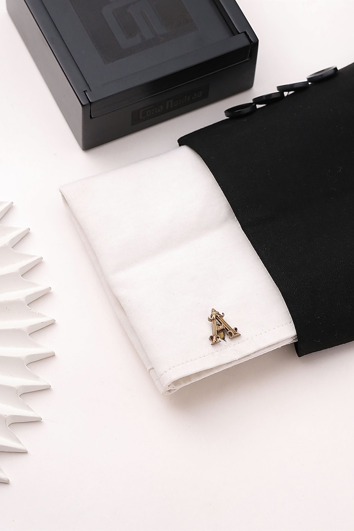 Antique Gold Brass Initial Cufflinks (Set of 2) by Cosa Nostraa at Pernia's Pop Up Shop