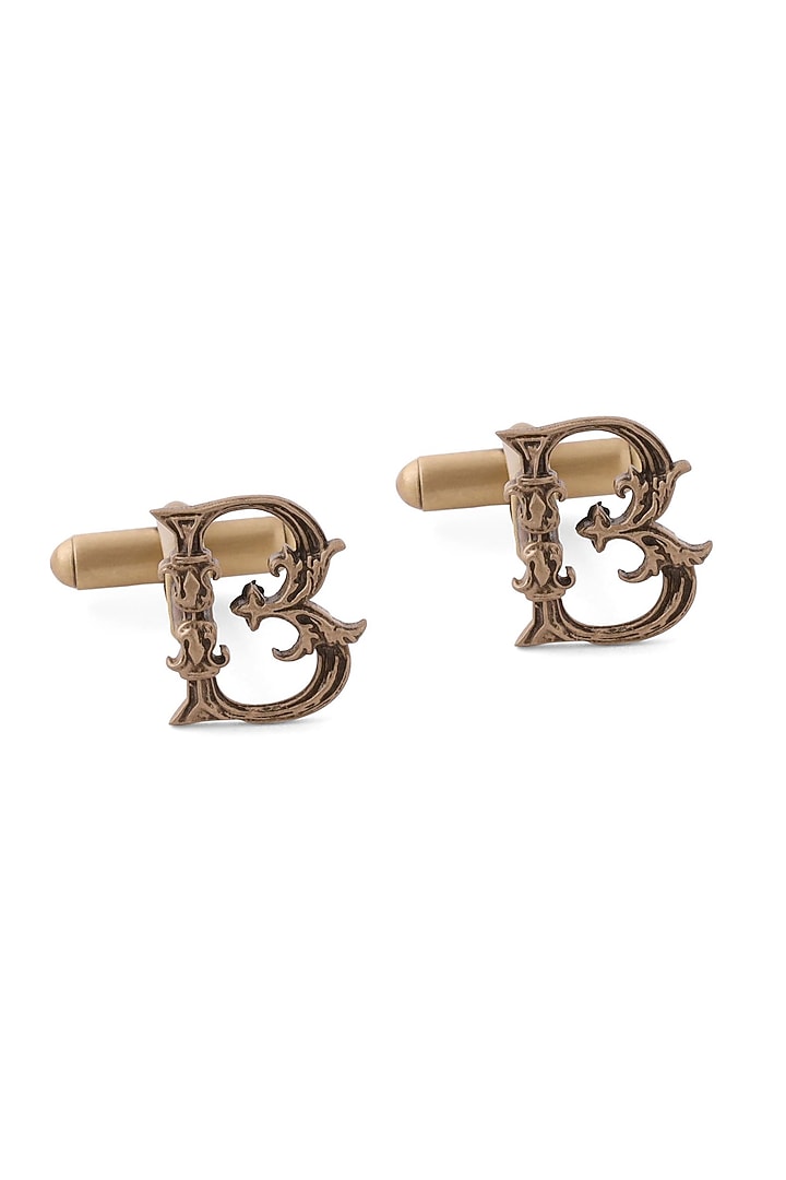 Antique Gold Brass Initial Cufflinks (Set of 2) by Cosa Nostraa at Pernia's Pop Up Shop
