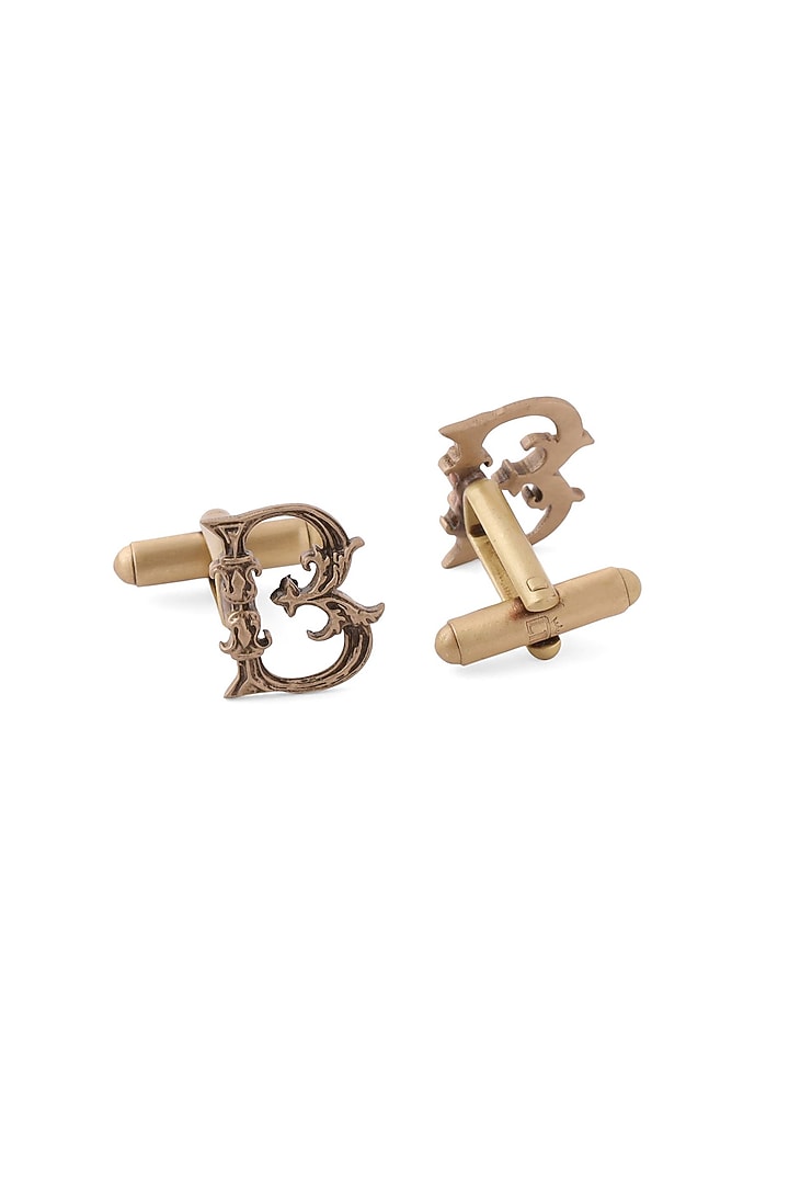 Antique Gold Brass Initial Cufflinks (Set of 2) by Cosa Nostraa at Pernia's Pop Up Shop