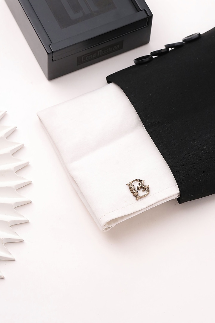 Antique Gold Brass Initial Cufflinks (Set of 2) by Cosa Nostraa at Pernia's Pop Up Shop