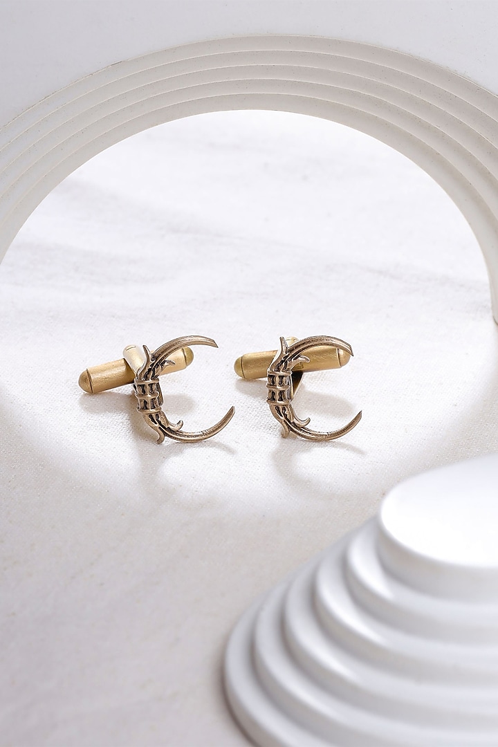 Antique Gold Brass Initial Cufflinks (Set of 2) by Cosa Nostraa