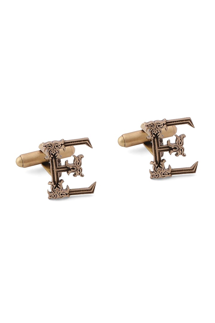 Antique Gold Brass Initial Cufflinks (Set of 2) by Cosa Nostraa at Pernia's Pop Up Shop