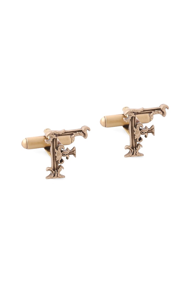 Antique Gold Brass Initial Cufflinks (Set of 2) by Cosa Nostraa at Pernia's Pop Up Shop