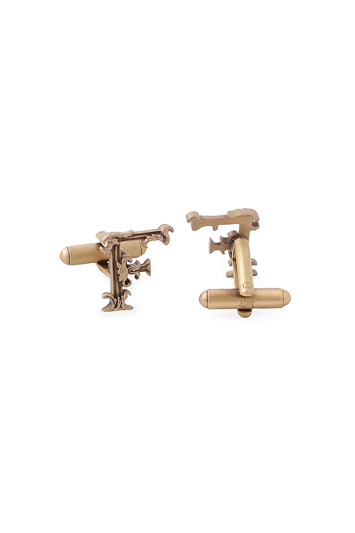 Antique Gold Brass Initial Cufflinks (Set of 2) by Cosa Nostraa at Pernia's Pop Up Shop