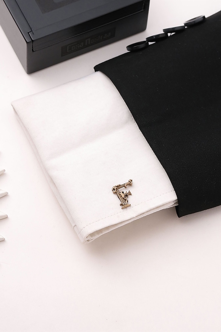 Antique Gold Brass Initial Cufflinks (Set of 2) by Cosa Nostraa at Pernia's Pop Up Shop