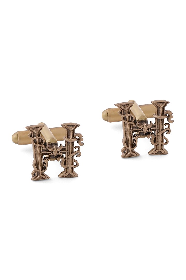 Antique Gold Brass Initial Cufflinks (Set of 2) by Cosa Nostraa at Pernia's Pop Up Shop
