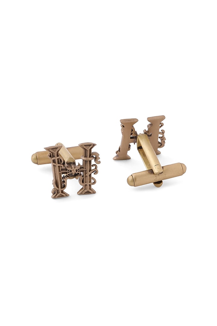 Antique Gold Brass Initial Cufflinks (Set of 2) by Cosa Nostraa at Pernia's Pop Up Shop