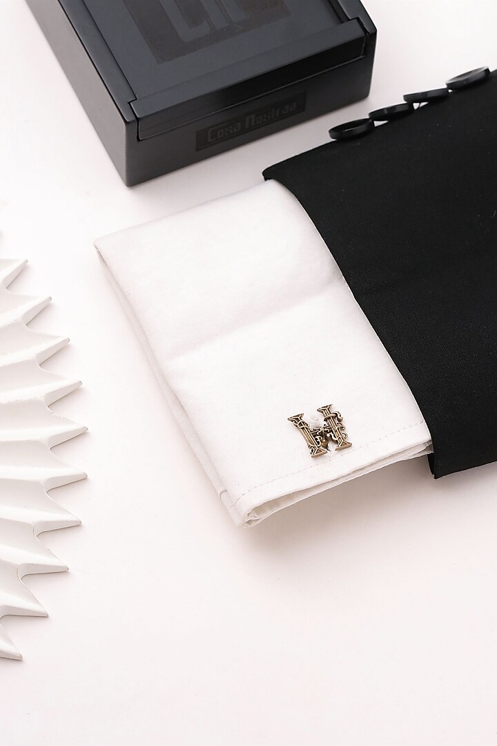 Antique Gold Brass Initial Cufflinks (Set of 2) by Cosa Nostraa at Pernia's Pop Up Shop