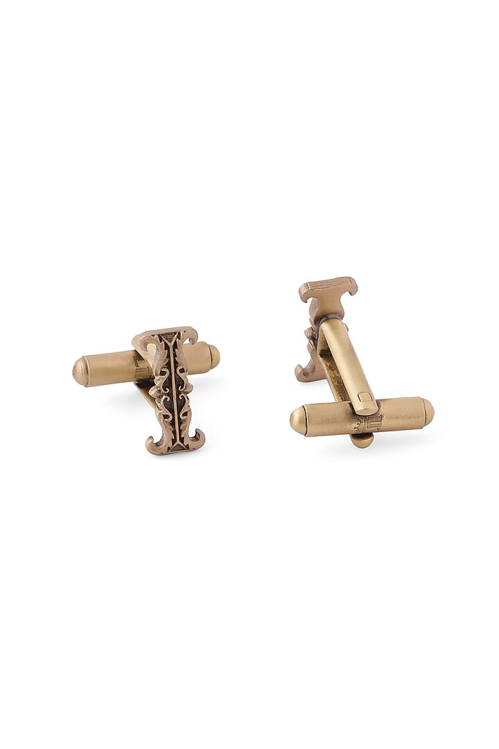 Antique Gold Brass Initial Cufflinks (Set of 2) by Cosa Nostraa at Pernia's Pop Up Shop