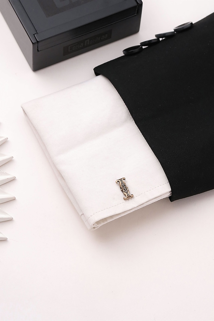 Antique Gold Brass Initial Cufflinks (Set of 2) by Cosa Nostraa at Pernia's Pop Up Shop