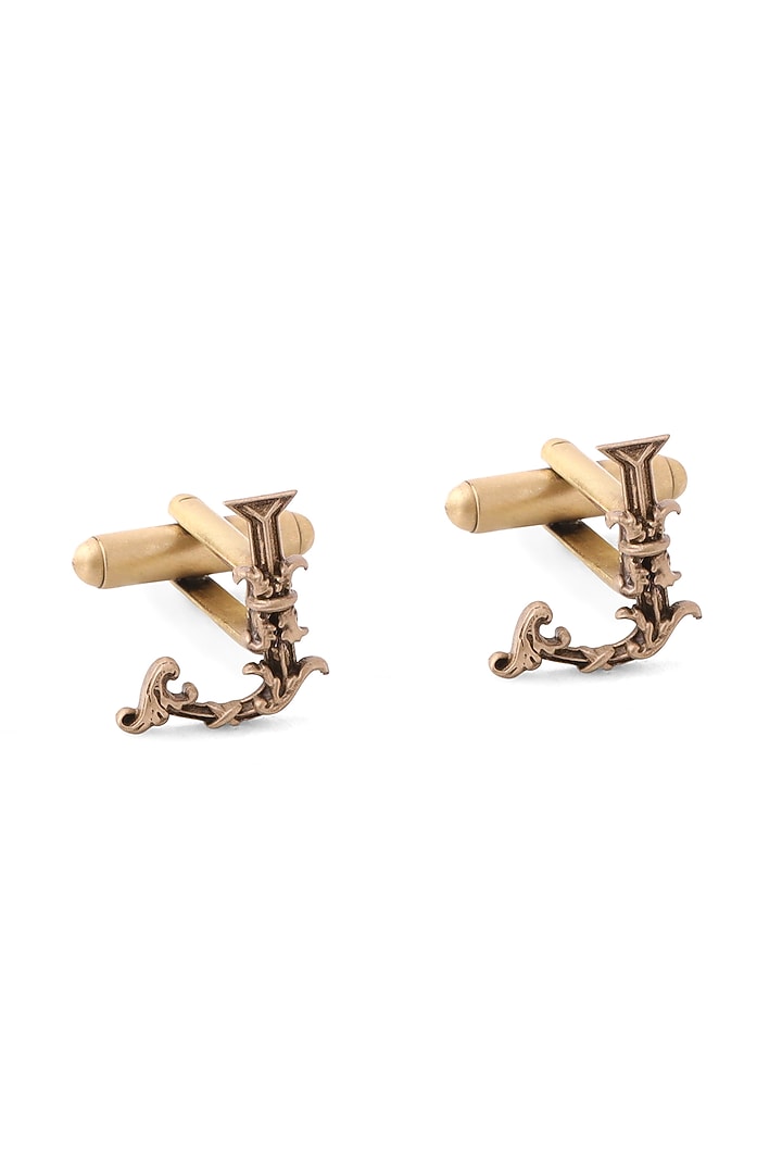 Antique Gold Brass Initial Cufflinks (Set of 2) by Cosa Nostraa at Pernia's Pop Up Shop