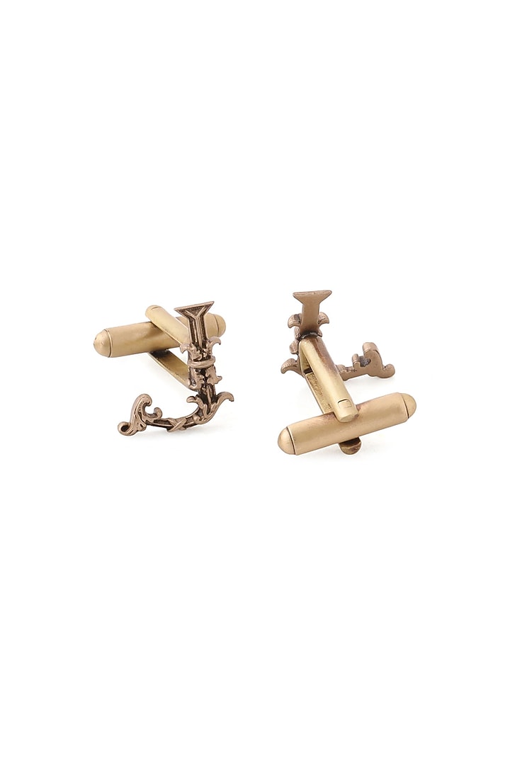 Antique Gold Brass Initial Cufflinks (Set of 2) by Cosa Nostraa at Pernia's Pop Up Shop