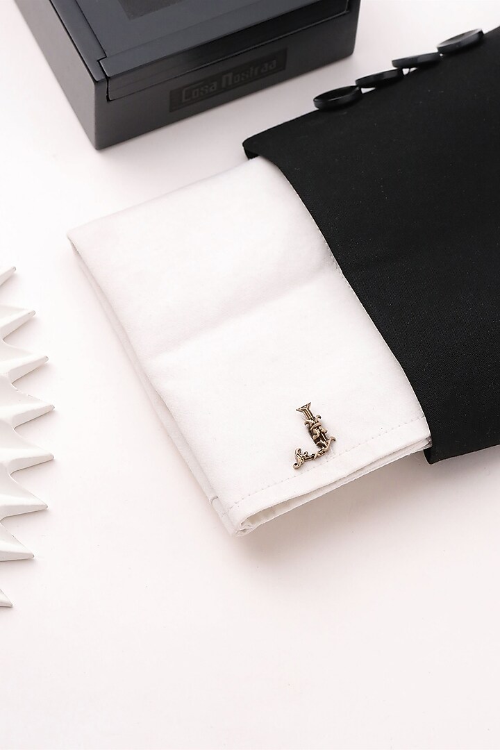 Antique Gold Brass Initial Cufflinks (Set of 2) by Cosa Nostraa at Pernia's Pop Up Shop