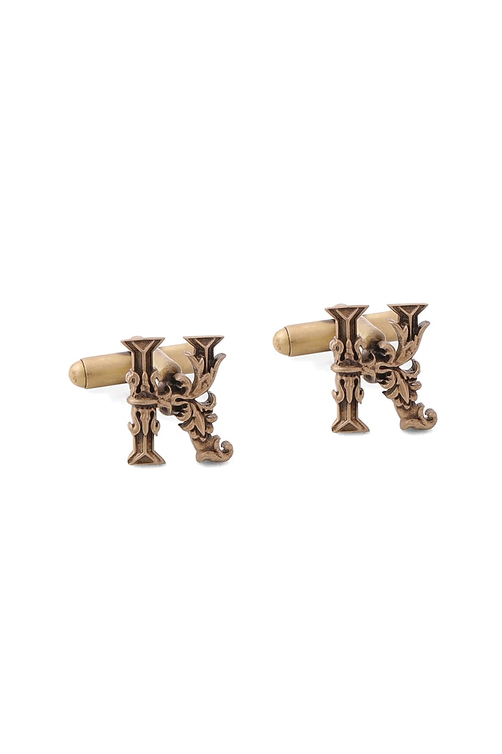 Antique Gold Brass Initial Cufflinks (Set of 2) by Cosa Nostraa at Pernia's Pop Up Shop