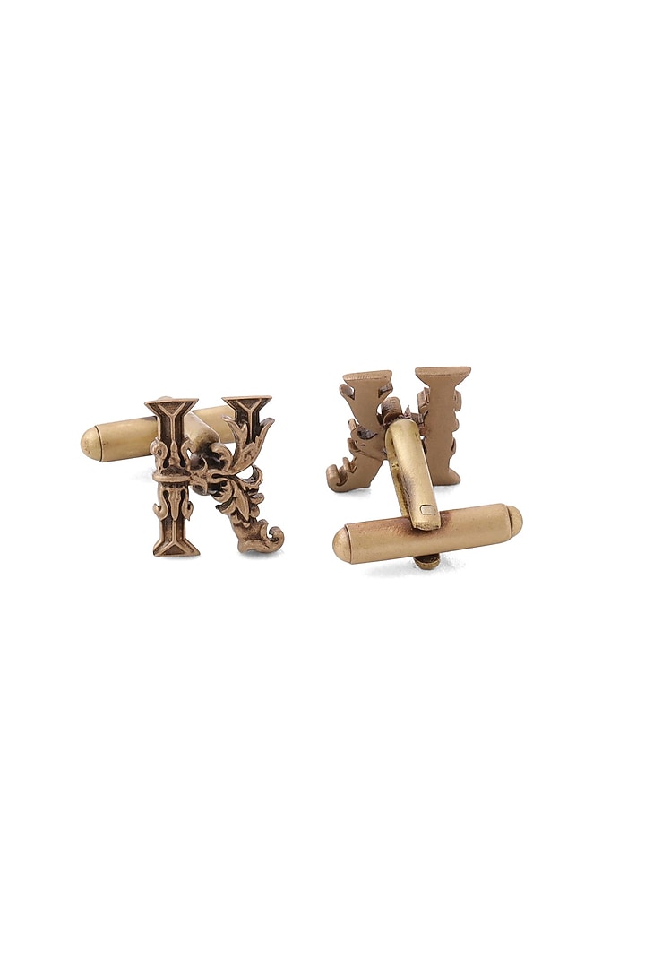 Antique Gold Brass Initial Cufflinks (Set of 2) by Cosa Nostraa at Pernia's Pop Up Shop