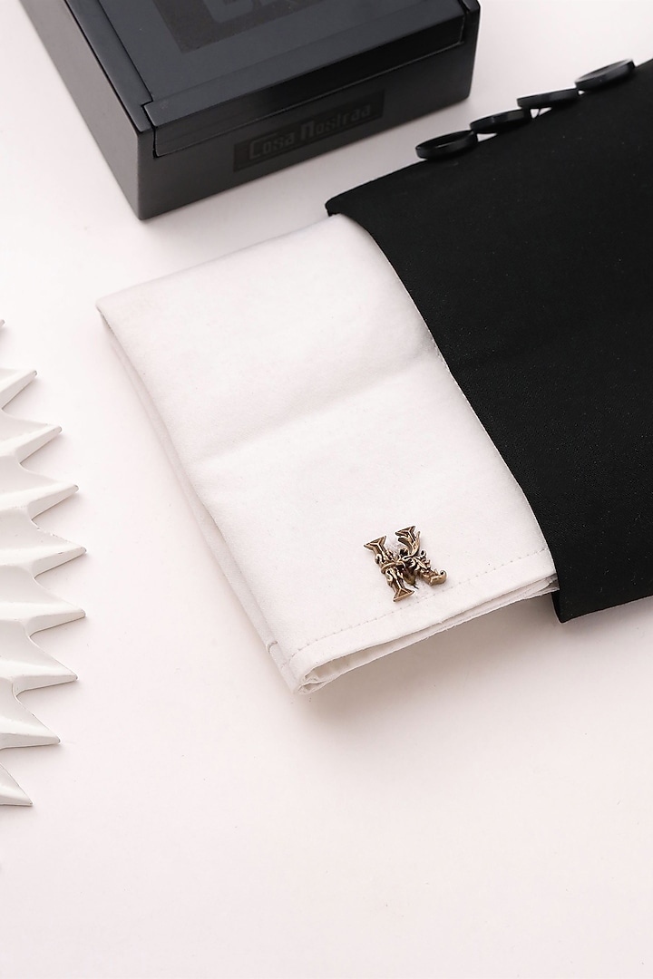 Antique Gold Brass Initial Cufflinks (Set of 2) by Cosa Nostraa at Pernia's Pop Up Shop