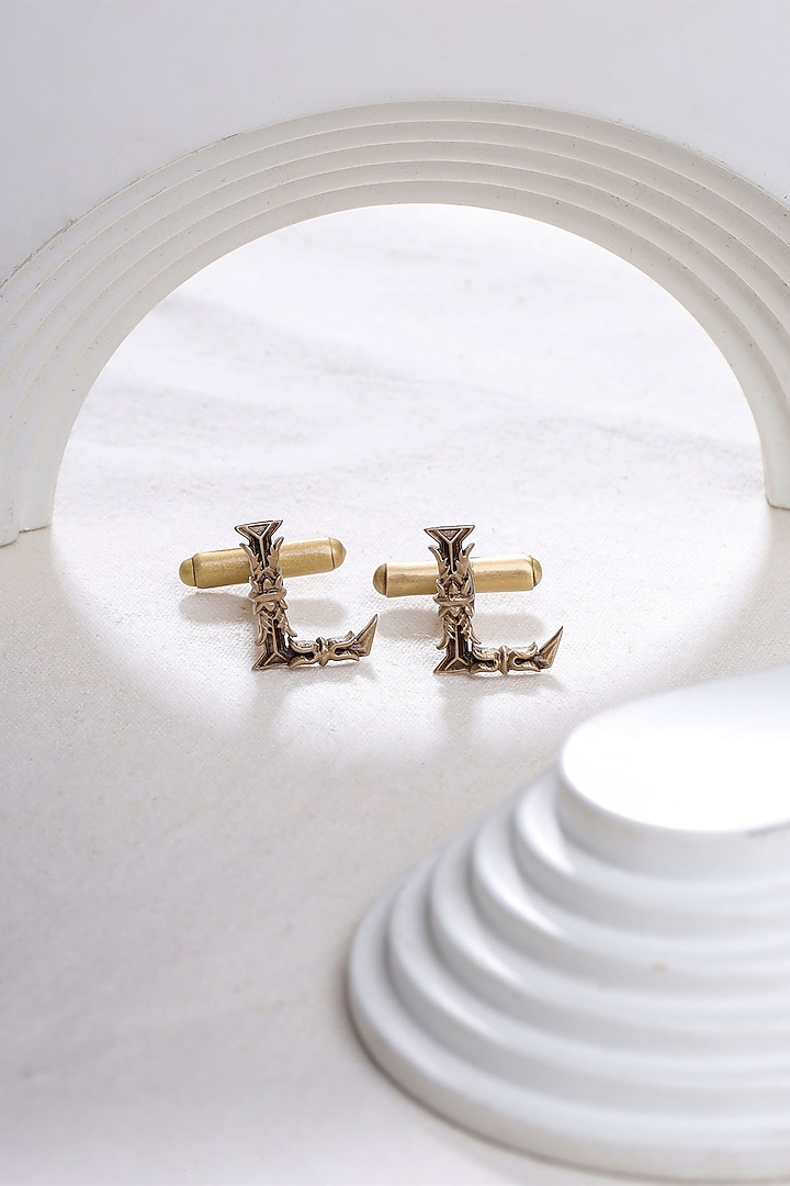 Antique Gold Brass Initial Cufflinks (Set of 2) by Cosa Nostraa