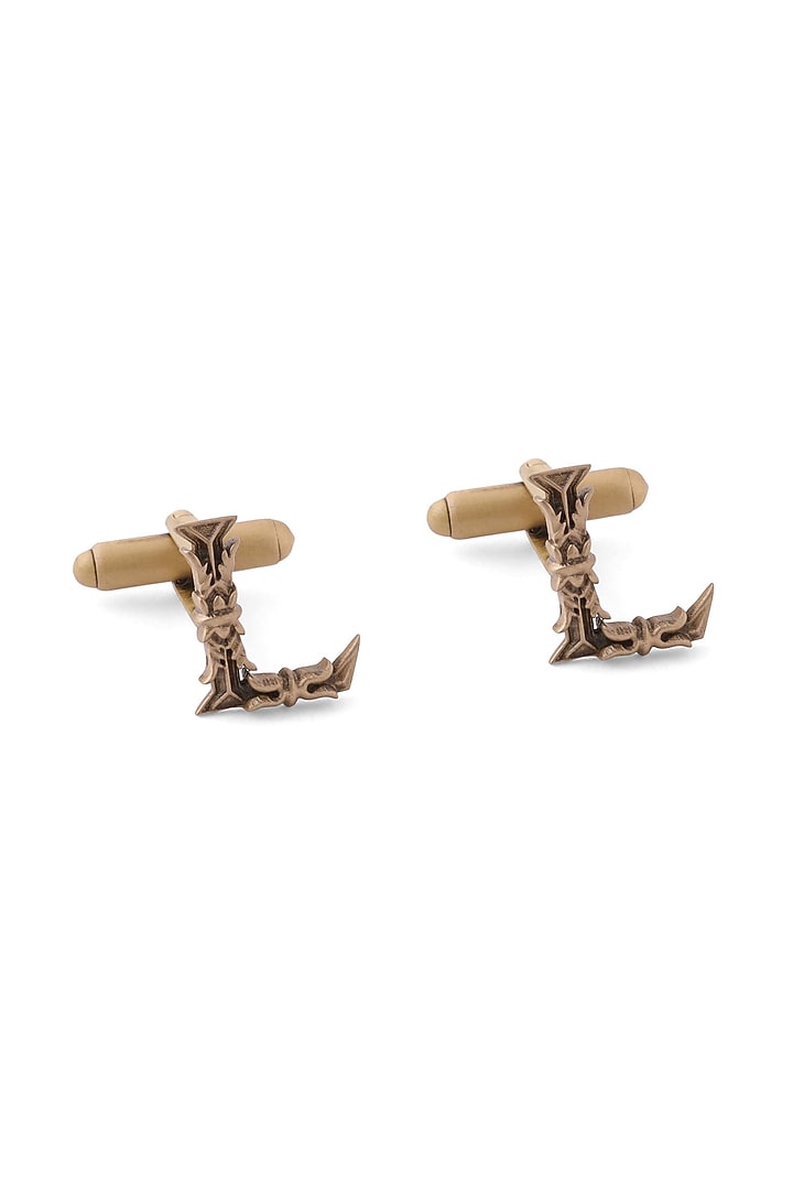 Antique Gold Brass Initial Cufflinks (Set of 2) by Cosa Nostraa at Pernia's Pop Up Shop
