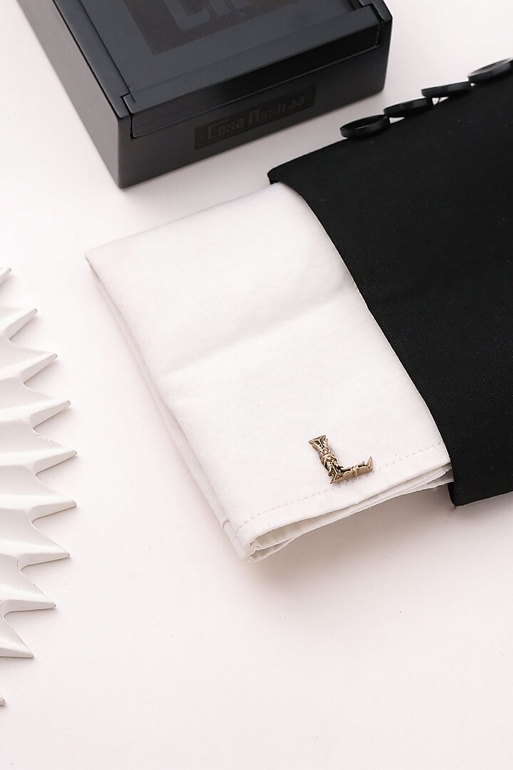 Antique Gold Brass Initial Cufflinks (Set of 2) by Cosa Nostraa at Pernia's Pop Up Shop