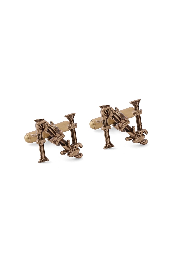 Antique Gold Brass Initial Cufflinks (Set of 2) by Cosa Nostraa at Pernia's Pop Up Shop