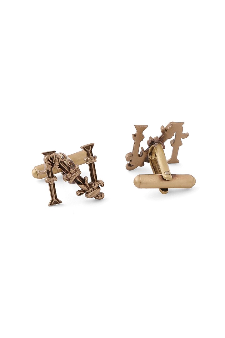 Antique Gold Brass Initial Cufflinks (Set of 2) by Cosa Nostraa at Pernia's Pop Up Shop