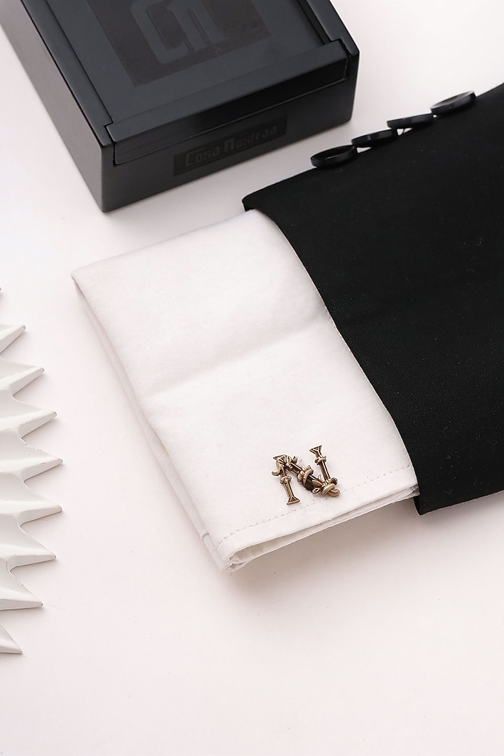 Antique Gold Brass Initial Cufflinks (Set of 2) by Cosa Nostraa at Pernia's Pop Up Shop