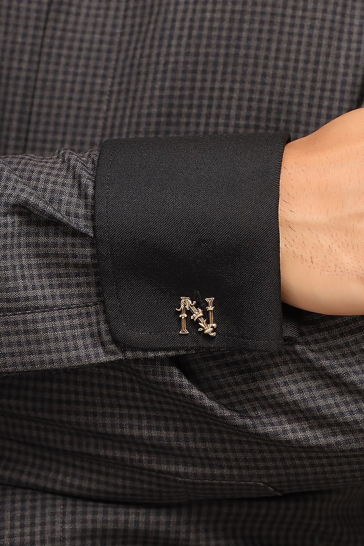 Antique Gold Brass Initial Cufflinks (Set of 2) by Cosa Nostraa at Pernia's Pop Up Shop
