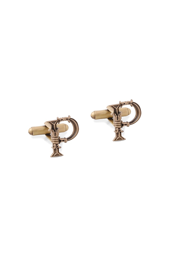 Antique Gold Brass Initial Cufflinks (Set of 2) by Cosa Nostraa at Pernia's Pop Up Shop
