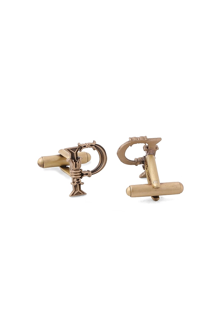 Antique Gold Brass Initial Cufflinks (Set of 2) by Cosa Nostraa at Pernia's Pop Up Shop