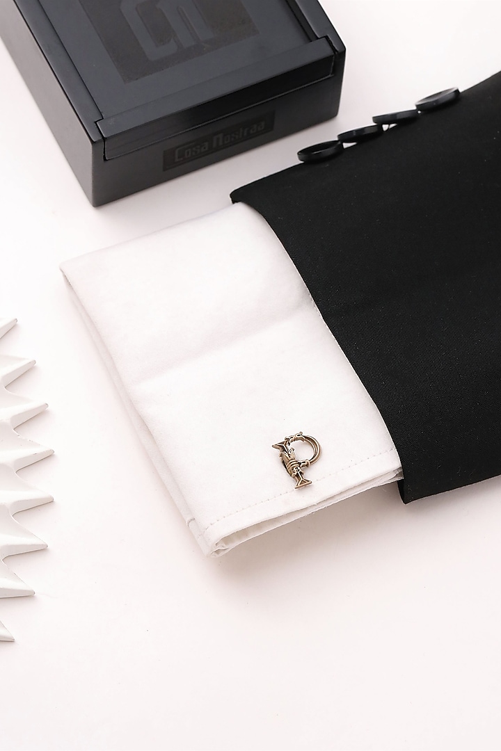 Antique Gold Brass Initial Cufflinks (Set of 2) by Cosa Nostraa at Pernia's Pop Up Shop