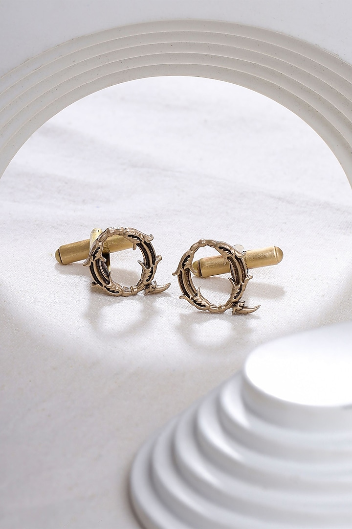 Antique Gold Brass Initial Cufflinks (Set of 2) by Cosa Nostraa at Pernia's Pop Up Shop