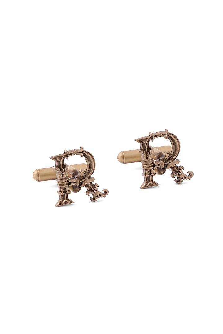 Antique Gold Brass Initial Cufflinks (Set of 2) by Cosa Nostraa at Pernia's Pop Up Shop
